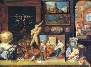 Frans Francken II A Collector s Cabinet oil on canvas